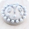 925 Silver Jewelry Sets Bridal Black Pearls Natural White CZ Ring Bracelets Earrings Pendants Necklace Set Women Wedding Jewelry