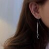 925 Sterling Silver Gypsophila Sparkling Drop Earrings Temperament Women Ear Line Long Earrings Fashion Jewelry For Wedding Gift