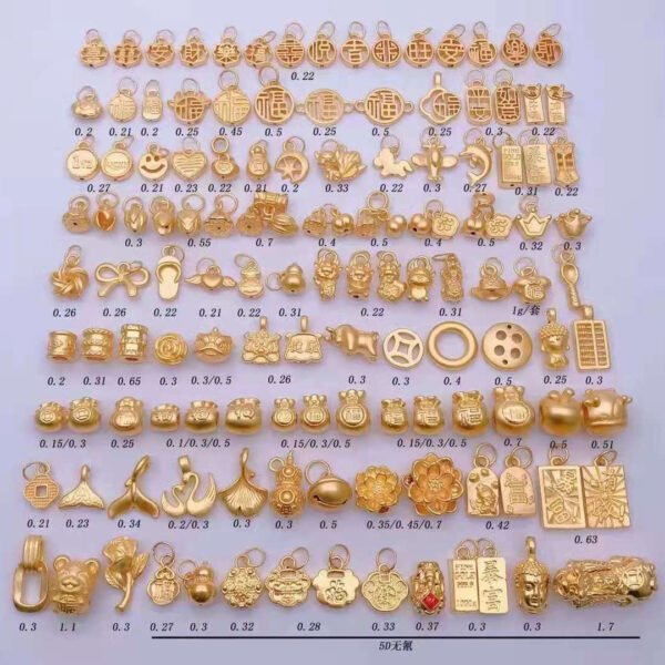 Various Designs Real 999 Pure 24K Gold Necklace Charms Pendants Women Ladies Bridal Engagement Wedding Jewelry Accessories