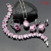 Natural 925 Silver Jewelry Red Birthstone Charm Jewelry Sets Women Earrings/Pendant/Necklace/Ring/Bracelets T055