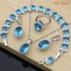 Natural 925 Silver Jewelry Red Birthstone Charm Jewelry Sets Women Earrings/Pendant/Necklace/Ring/Bracelets T055