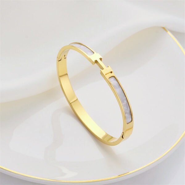 2023 New titanium Steel Inlaid real shell rose Gold H bracelet