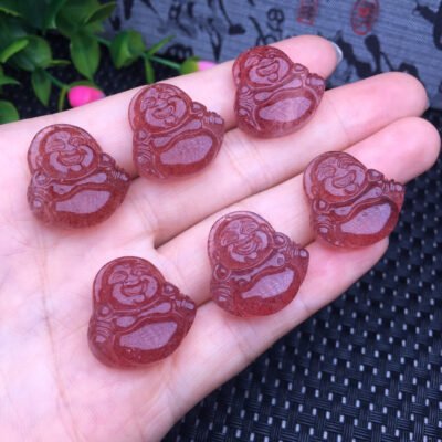 Strawberry crystal pot-belly Buddha pendant