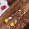 Natural Baltic mineral honey thread, chicken oil yellow 👍 Paired with 925 sterling silver accessories, the honey wax has a diameter of approximately 8.5mm, making it charming and elegant. 1020759