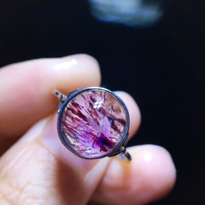 Natural Purple Hair Crystal Purple Super Seven Ring] Specification: 11.1/10.8mm10201988