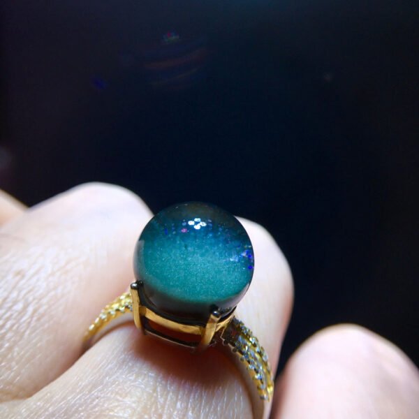 Natural green ghost treasure bowl ring for men and women, high-end 925 sterling silver inlaid, with a live size of 11.6mm2410238643
