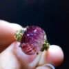 Pure natural purple hair crystal purple super seven ring for women, 925 sterling silver inlaid with a flap size of 13.4/9.7mm2410298262