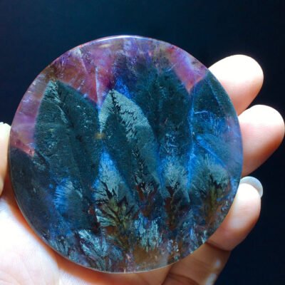 Black Aurora Feather 🪶 Small trees 🌲 Forest Pendant Pendant Pendant Round Label Men's and Women's Sizes 60.6/7.5mm2410588316