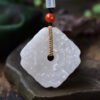 Natural pure hand carved Hotan Jade safety buckle pendant, pendant specification: 50.3 * 9.7mm24102693345