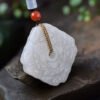 Natural pure hand carved Hotan Jade safety buckle pendant, pendant specification: 50.3 * 9.7mm24102693345