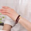 Exclusive design 👍 Natural Wine Red Garnet Three Ring Bracelet, with bead diameters of 4.8 to 4.9 millimeters2410135624