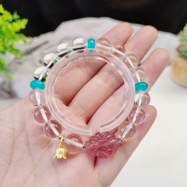 Natural White Crystal ➕ Strawberry crystal nine tailed fox beads with a diameter of 10 millimeters,2410045126