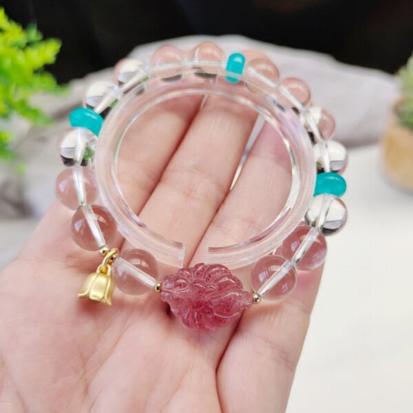 Natural White Crystal ➕ Strawberry crystal nine tailed fox beads with a diameter of 10 millimeters,2410045126