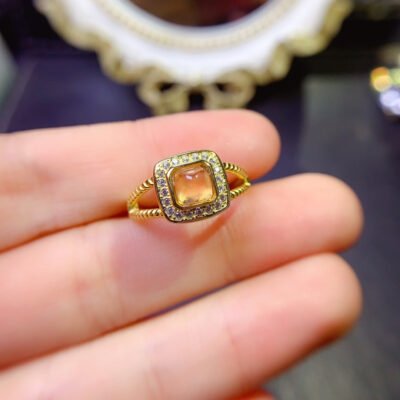 Pure natural yellow crystal ring, main stone 5mm2610110354