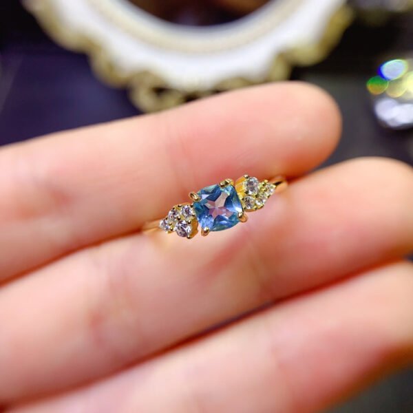 wsxc1698330625384_2 Natural Swiss Blue Topaz Stone Ring, with a main stone size of 5mm square,2610099352