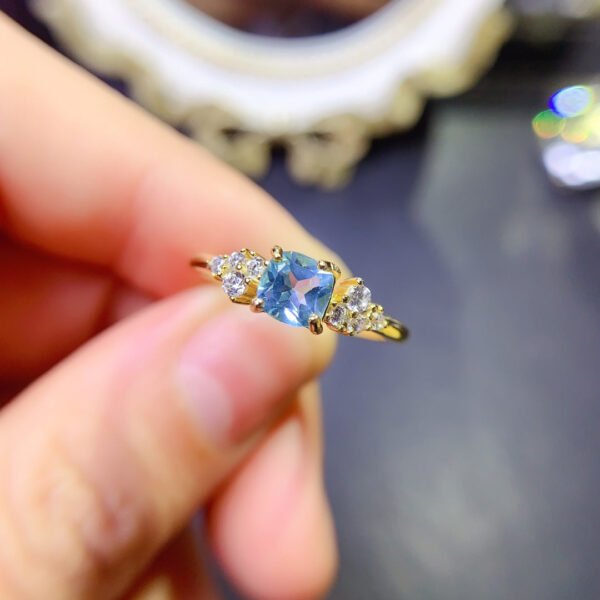 wsxc1698330625384_3 Natural Swiss Blue Topaz Stone Ring, with a main stone size of 5mm square,2610099352