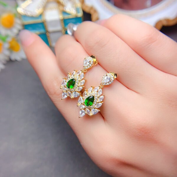 wsxc1698336407493_1 Pure natural Russian diopside earrings, main stone size 4 * 6mm2610120263
