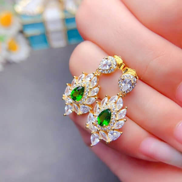 wsxc1698336407493_2 Pure natural Russian diopside earrings, main stone size 4 * 6mm2610120263