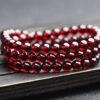 wsxc1698338123463_0 Natural Wine Red Garnet Three Ring Bracelet, with beads approximately 5.6 to 5.7mm in diameter2610169354