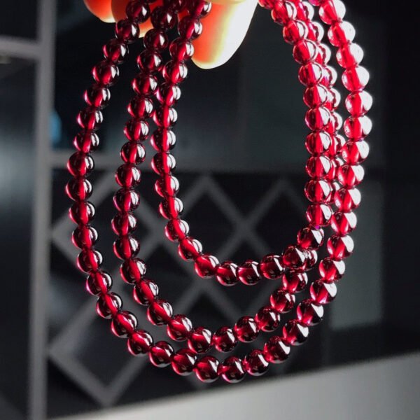 wsxc1698338123463_2 Natural Wine Red Garnet Three Ring Bracelet, with beads approximately 5.6 to 5.7mm in diameter2610169354