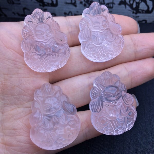 wsxc1698411646621_3 Pink Crystal Nine tailed Fox Pendant 💕 Specification 25mm2710015631