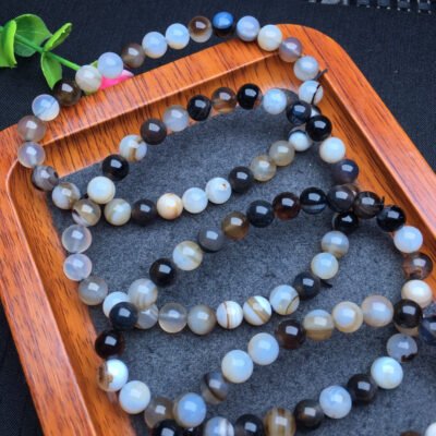 Striped agate single loop bracelet 💕 Specification 6mm2710004563