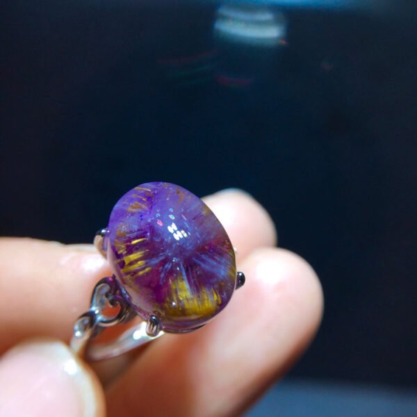 Natural Aurora Titanium Purple Beige Flower Sky Eye Ring Size: 14.1/11.1mm2710178649
