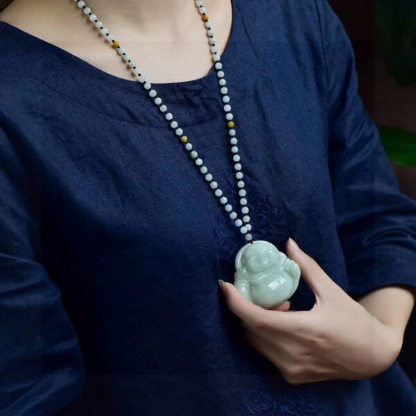 wsxc1698417578436_5 Natural A-grade Jade Maitreya Buddha Pendant, Size: 56.1/51.3/13.8mm2710159134