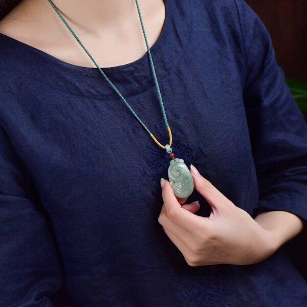 Natural A-grade Jade Pixiu Pendant, Size: 42 * 24.9 * 6.3mm2710129316