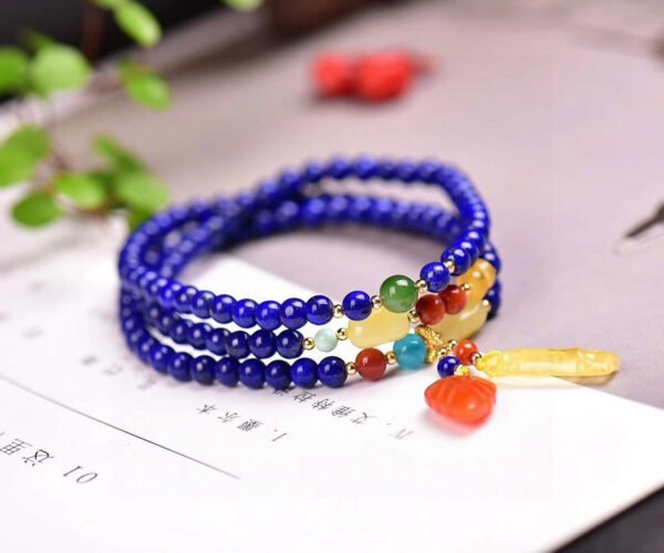 wsxc1698419918987_1 Original natural lapis lazuli three loop bracelet, with a bead diameter of approximately 4.6mm2710099589