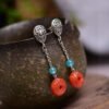 wsxc1698420337090_0 Original Light South Red Pixiu Earline/Earrings, South Red with a diameter of approximately 10.7mm2710085346
