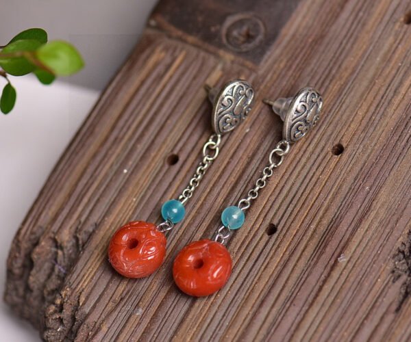 wsxc1698420337090_1 Original Light South Red Pixiu Earline/Earrings, South Red with a diameter of approximately 10.7mm2710085346