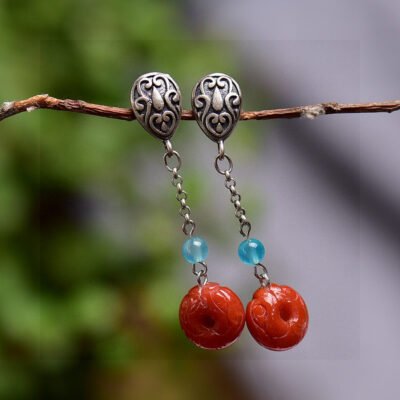 Original Light South Red Pixiu Earline/Earrings, South Red with a diameter of approximately 10.7mm2710085346