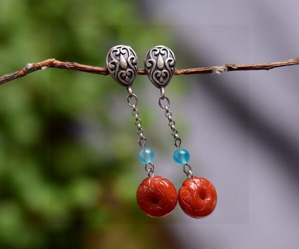 wsxc1698420337090_2 Original Light South Red Pixiu Earline/Earrings, South Red with a diameter of approximately 10.7mm2710085346