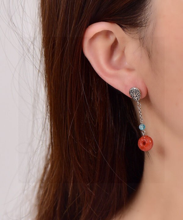 wsxc1698420337090_3 Original Light South Red Pixiu Earline/Earrings, South Red with a diameter of approximately 10.7mm2710085346