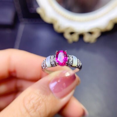 Natural Powder Topa Ring, Main Stone 5 × 7mm2810120166