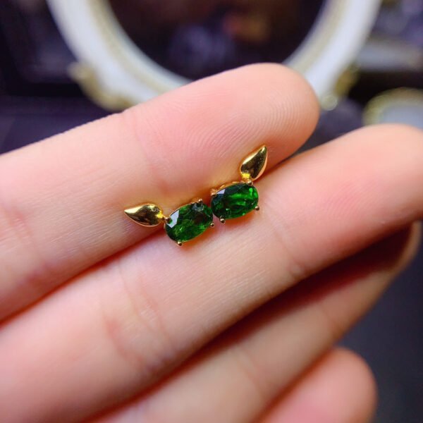 wsxc1698954519031_1 Pure natural Russian diopside earrings, main stone size 4 * 6mm0211095158