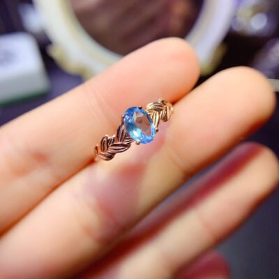 Swiss Blue Topaz Stone Ring, Main Stone Size 5 * 7mm0211095159