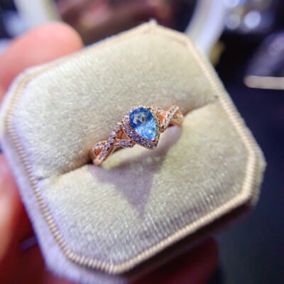Swiss Blue Topaz Stone Ring, Main Stone Size 4 * 6mm,0211099188