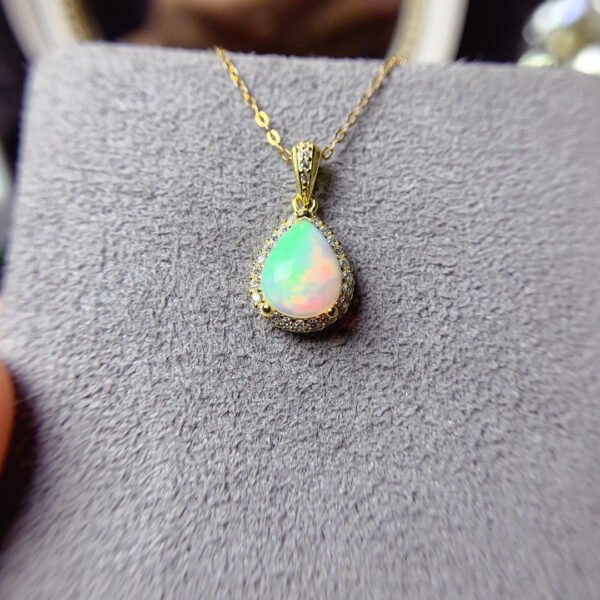 wsxc1698956220415_4 Pure natural dazzling white opal pendant, with a main stone size of 8 * 10mm0211160147