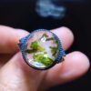 Natural green tourmaline fully wrapped tourmaline ring, bare stone 13.4/12mm0211238155