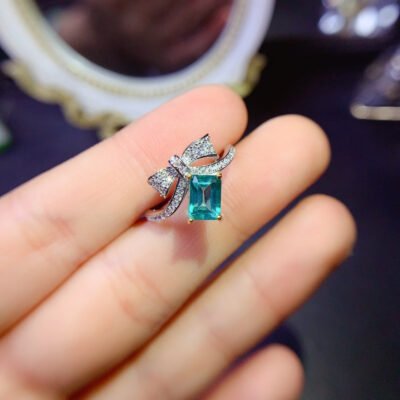 Pure Natural Palaiba Topaz Ring, Main Stone Size Square 5 * 7mm0311120158