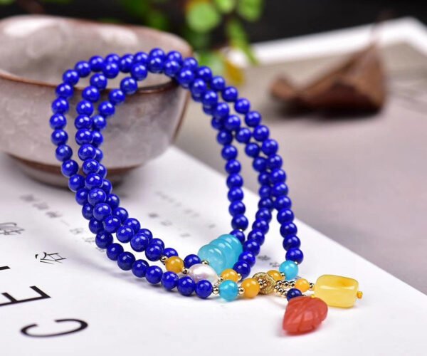 Original natural lapis lazuli multi loop bracelet with a diameter of approximately 4.6mm0311099187