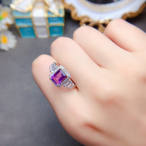 wsxc1699111564036_3 Natural Brazilian amethyst ring, main stone size square 6 * 8mm0411110845