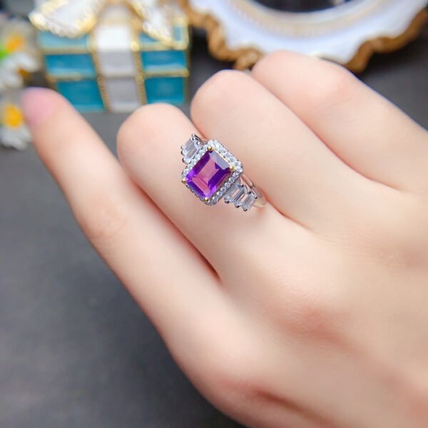 wsxc1699111564036_4 Natural Brazilian amethyst ring, main stone size square 6 * 8mm0411110845