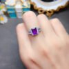wsxc1699111564036_5 Natural Brazilian amethyst ring, main stone size square 6 * 8mm0411110845