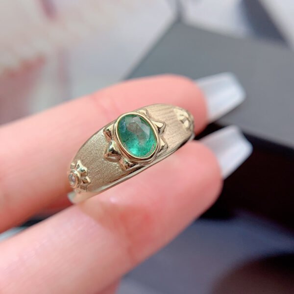 wsxc1699111789210_3 Pure natural Colombian emerald ring, main stone size 4 * 6mm0411190564