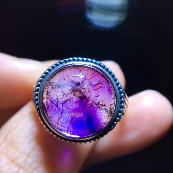 wsxc1699112991502_1 Natural Purple Hair Crystal Purple Super Seven Ring, Specification: 13.5/13.2mm0411238778