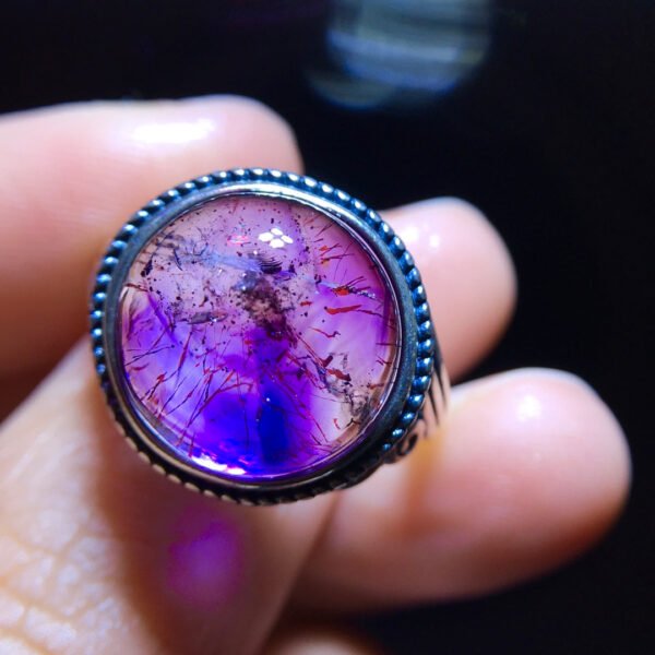 wsxc1699112991502_2 Natural Purple Hair Crystal Purple Super Seven Ring, Specification: 13.5/13.2mm0411238778