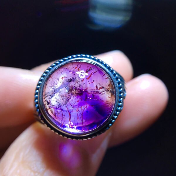 wsxc1699112991502_4 Natural Purple Hair Crystal Purple Super Seven Ring, Specification: 13.5/13.2mm0411238778